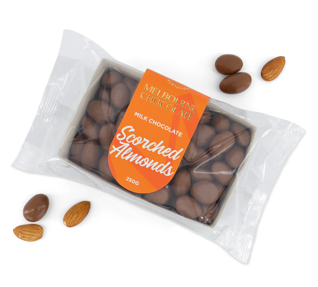 MILK CHOCOLATE SCORCHED ALMONDS
